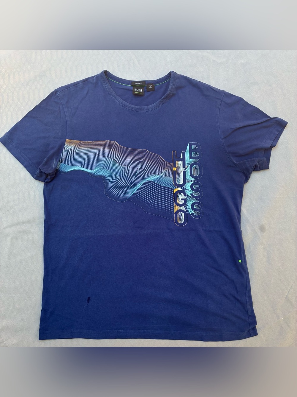 Hugo Boss Navy Short-Sleeve Tee with Blue Graphic Logo